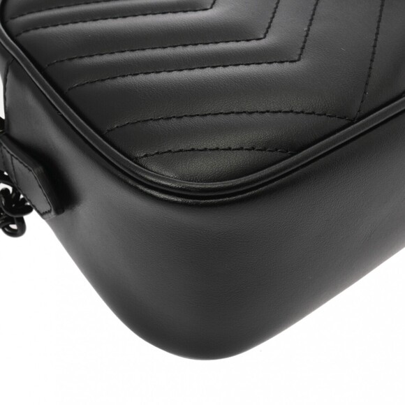 Gucci GG Marmont Quilted Shoulder Bag All Black Leather - Picture 7 of 9